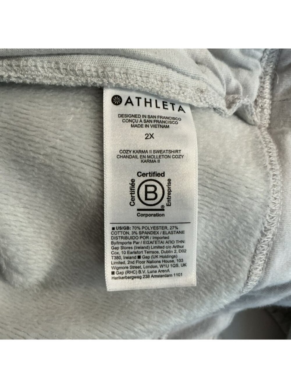 Athleta Cozy Karma II Sweatshirt Womens 2X Gray Long Sleeve Funnel Neck Lounge T - Picture 10 of 10